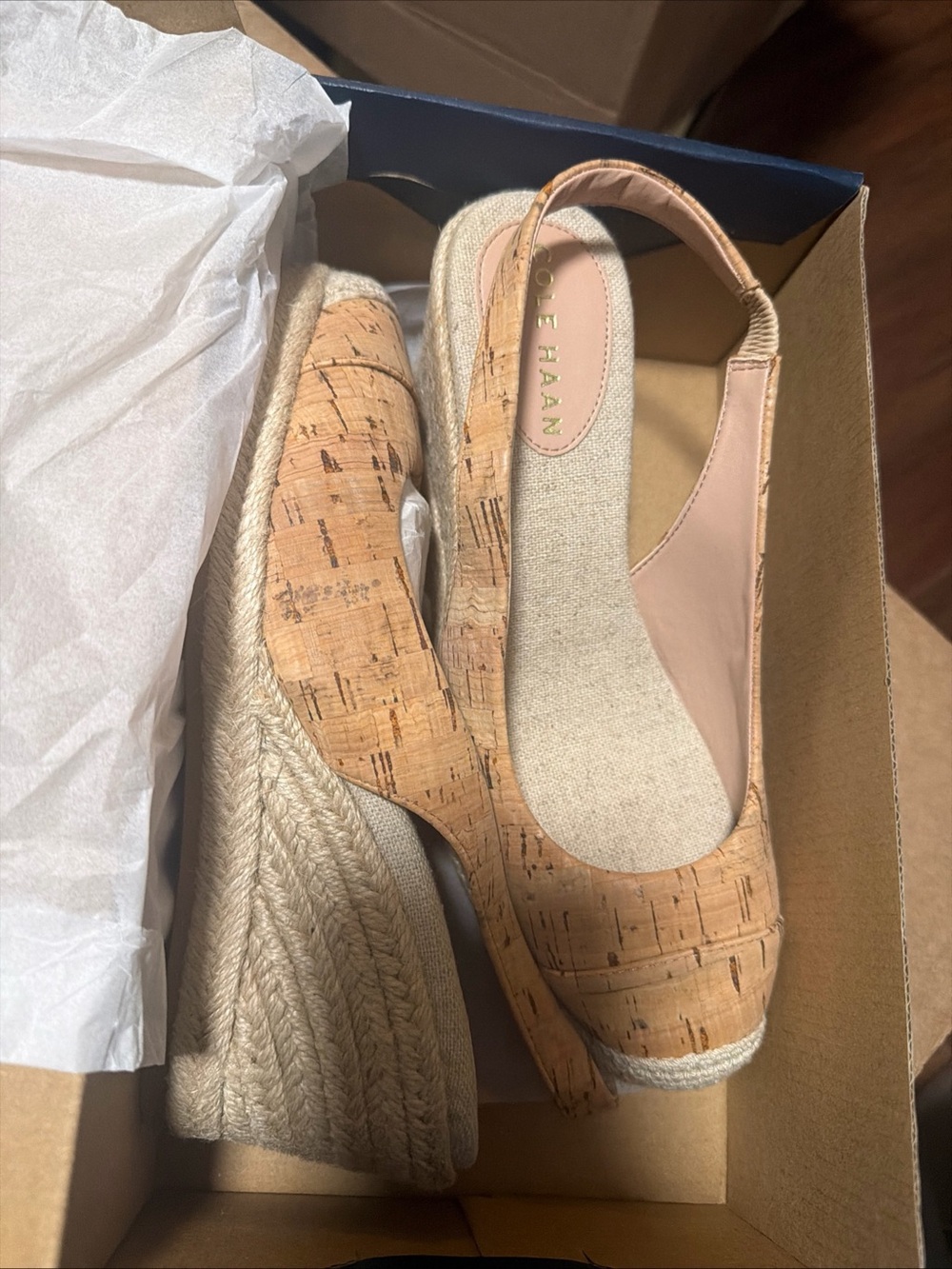 Cole Haan Cloudfeel Espadrille Wedge Slingback Sandal Shoe Size 7 Cork New